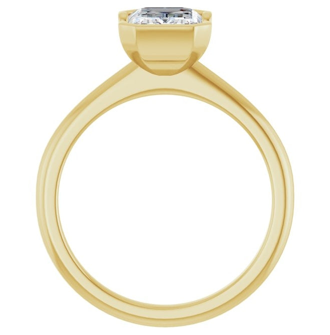 14K Yellow Gold Emerald 8 X 6 Mm Polished 1 3/4 Ctw Lab-Grown Diamond Engagement Ring Size 7
