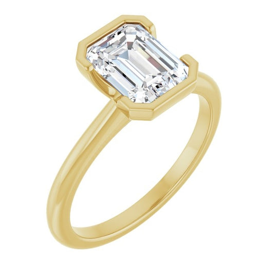 14K Yellow Gold Emerald 8 X 6 Mm Polished 1 3/4 Ctw Lab-Grown Diamond Engagement Ring Size 7
