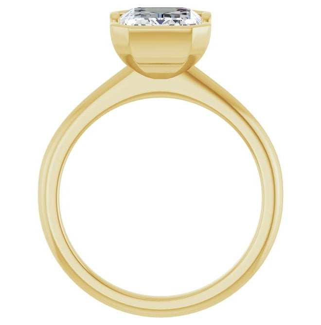 14K Yellow Gold Emerald 9 X 7 Mm Polished 2 1/2 Ctw Lab-Grown Diamond Engagement Ring Size 7