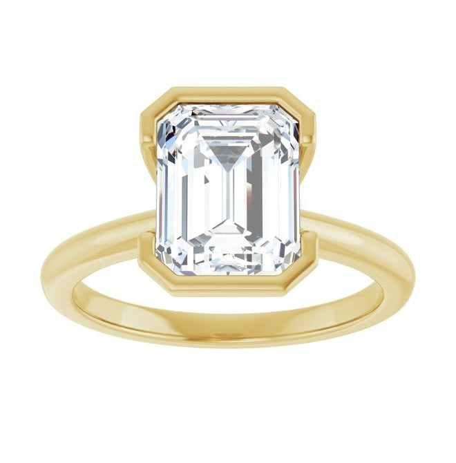 14K Yellow Gold Emerald 9 X 7 Mm Polished 2 1/2 Ctw Lab-Grown Diamond Engagement Ring Size 7