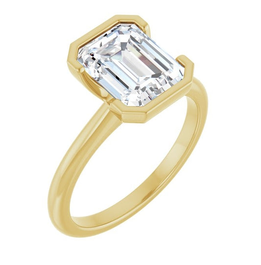 14K Yellow Gold Emerald 9 X 7 Mm Polished 2 1/2 Ctw Lab-Grown Diamond Engagement Ring Size 7
