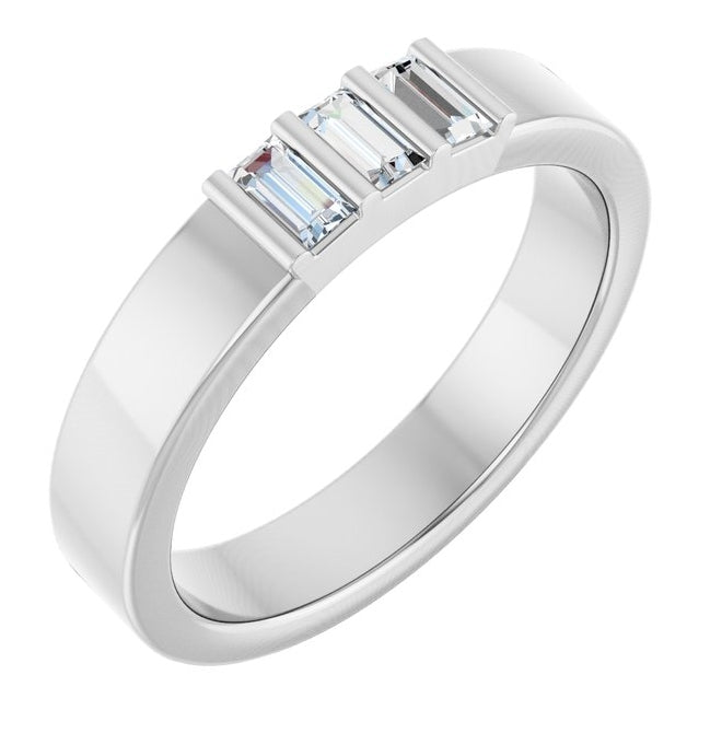 14K Yellow Or White Gold Straight Baguette 3.5 X 1.75 Mm Polished 1/5 Ctw Lab-Grown Diamond Three Stone Band