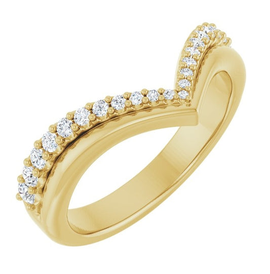 14K Yellow Gold Or Platinum Round 2 Mm Polished 1/4 Ctw Natural Diamond Contour Band