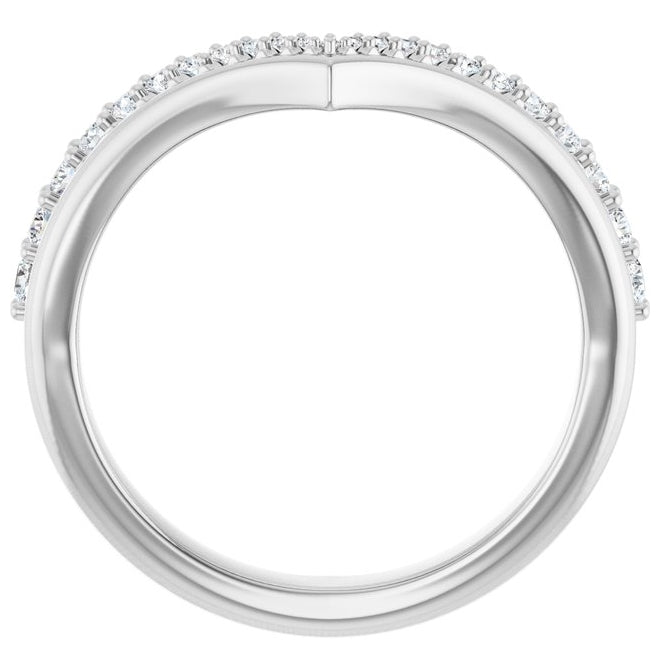 14K Yellow Gold Or Platinum Round 2 Mm Polished 1/4 Ctw Natural Diamond Contour Band