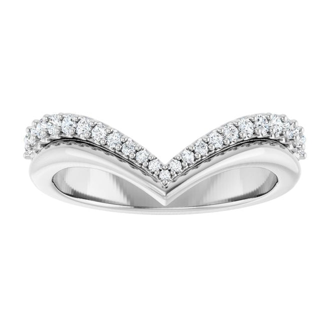 14K Yellow Gold Or Platinum Round 2 Mm Polished 1/4 Ctw Natural Diamond Contour Band