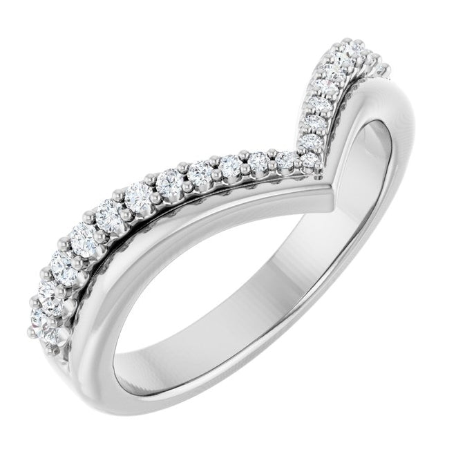 14K Yellow Gold Or Platinum Round 2 Mm Polished 1/4 Ctw Natural Diamond Contour Band