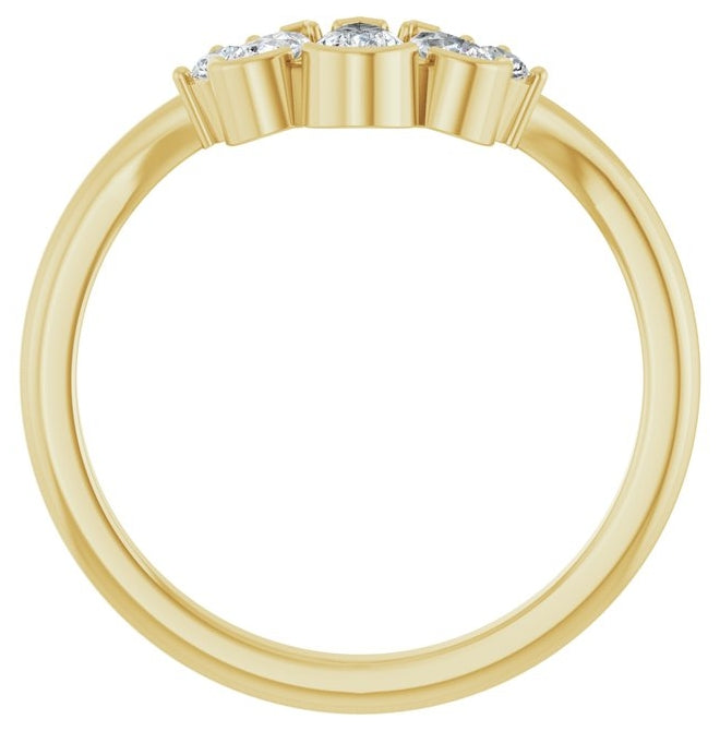 14K Yellow Gold Pear 5 X 3 Mm Polished 1/2 Ctw Lab-Grown Diamond Contour Band Size 7