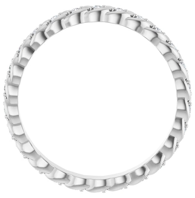 14K White Gold  Round  1.2 Mm Si2-Si3, G-H  Polished 1/5 Ctw Natural Diamond Rope Band Size 7