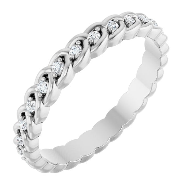 14K Yellow Or White Gold  Round  1 Mm Vs, F+  Polished 1/5 Ctw Lab-Grown Diamond Rope Band