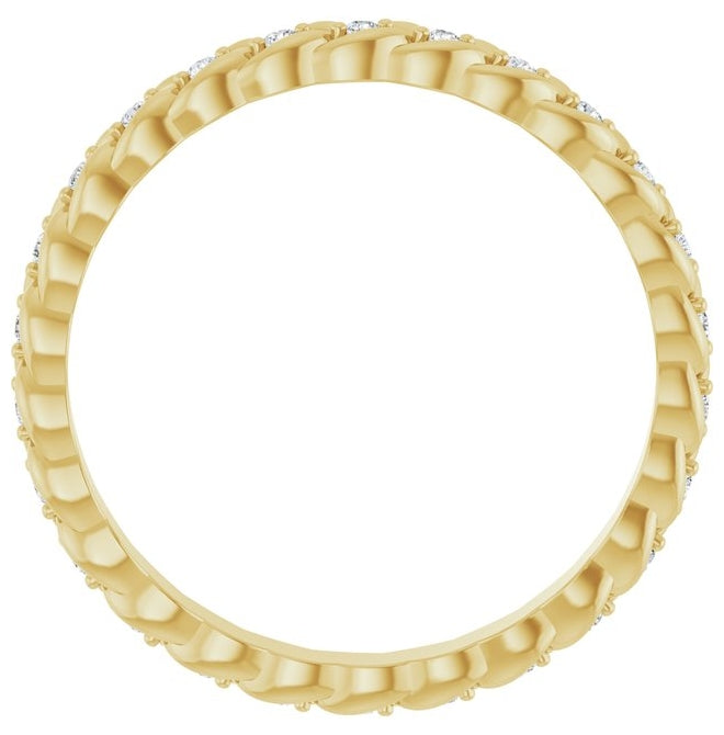 14K Yellow Or White Gold  Round  1 Mm Vs, F+  Polished 1/5 Ctw Lab-Grown Diamond Rope Band
