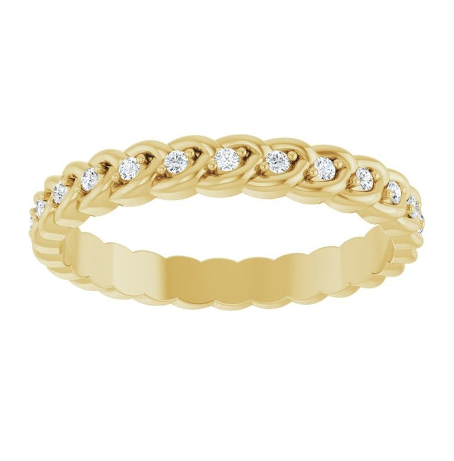 14K Yellow Or White Gold  Round  1 Mm Vs, F+  Polished 1/5 Ctw Lab-Grown Diamond Rope Band