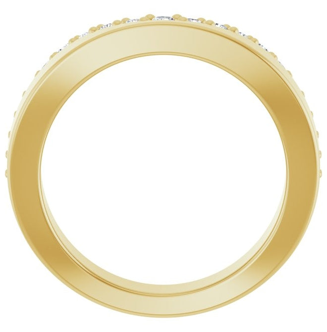 14K Yellow Gold Round Polished 1/4 Ctw Natural Diamond Contour Band Size 7