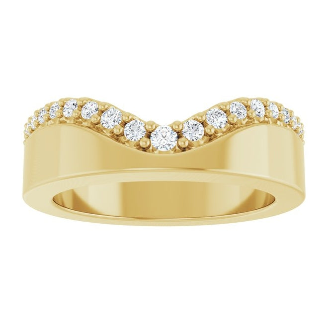 14K Yellow Or White Gold Round Polished 1/5 Ctw Lab-Grown Diamond Contour Band