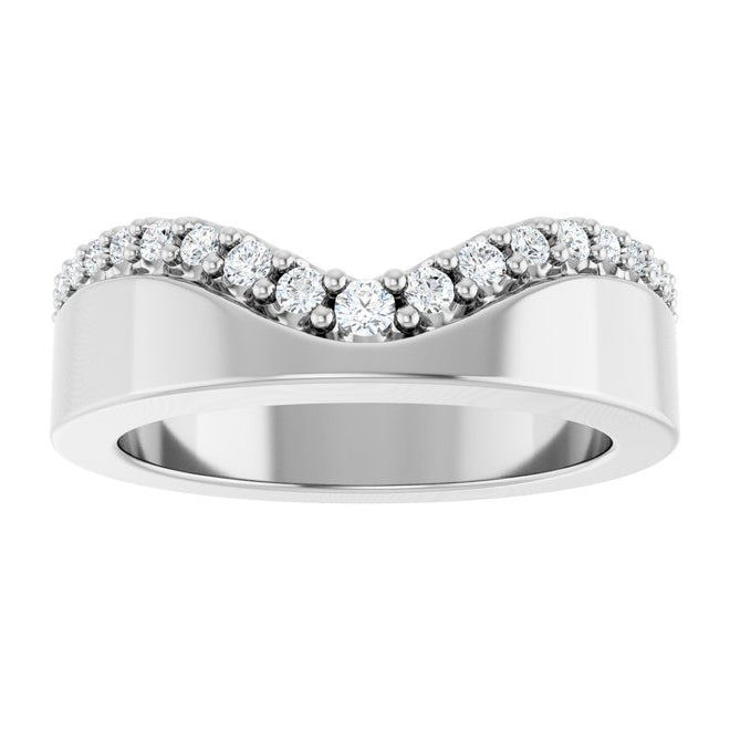 14K Yellow Or White Gold Round Polished 1/5 Ctw Lab-Grown Diamond Contour Band
