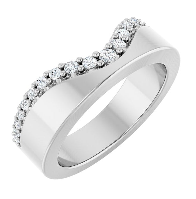 14K Yellow Or White Gold Round Polished 1/5 Ctw Lab-Grown Diamond Contour Band