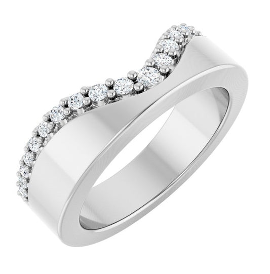 14K Yellow Or White Gold Round Polished 1/5 Ctw Lab-Grown Diamond Contour Band