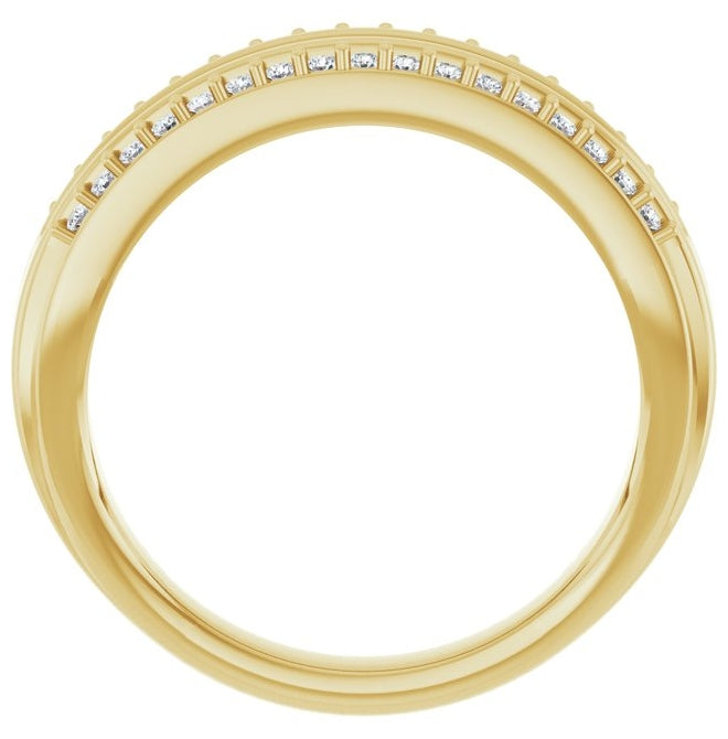 14K Yellow Gold Round 1.5 Mm Polished 1/2 Ctw Natural Diamond Anniversary Band Size 7