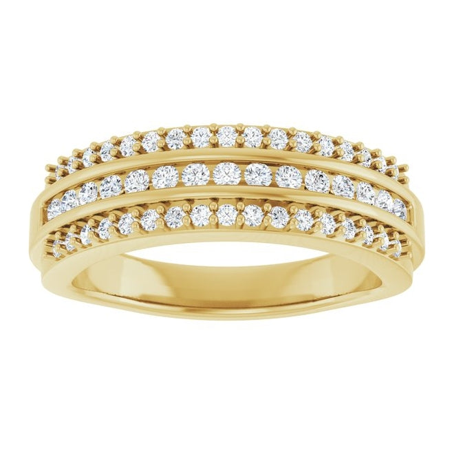 14K Yellow Gold Round 1.5 Mm Polished 1/2 Ctw Natural Diamond Anniversary Band Size 7