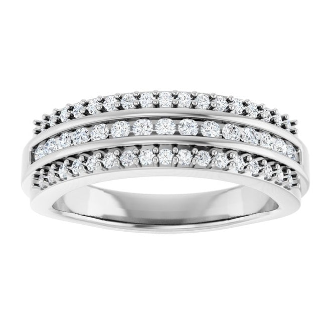 14K White Gold Round 1.5 Mm Polished 1/2 Ctw Lab-Grown Diamond Anniversary Band Size 7