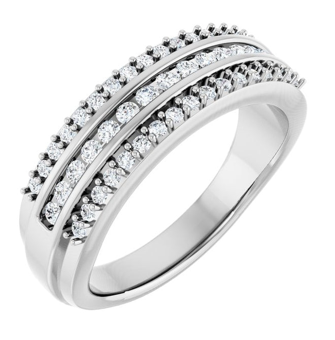 14K White Gold Round 1.5 Mm Polished 1/2 Ctw Lab-Grown Diamond Anniversary Band Size 7