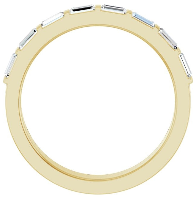 14K Yellow Gold Straight Baguette 3 X 1.5 Mm Polished 1/3 Ctw Natural Diamond Anniversary Band Size 7