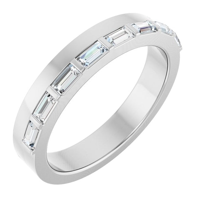 14K Yellow Or White Gold Straight Baguette 3 X 1.5 Mm Polished 1/3 Ctw Lab-Grown Diamond Anniversary Band
