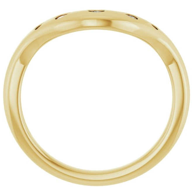 14K Yellow Gold Round 2.25 Mm Polished 1/6 Ctw Natural Diamond Contour Band Size 7