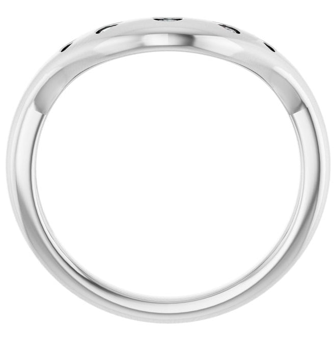 14K White Gold Round 2.25 Mm Polished 1/6 Ctw Lab-Grown Diamond Contour Band Size 7