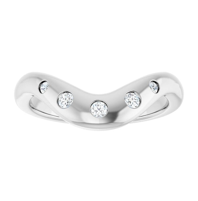 14K White Gold Round 2.25 Mm Polished 1/6 Ctw Lab-Grown Diamond Contour Band Size 7