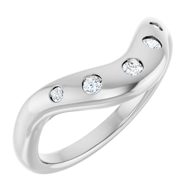 14K White Gold Round 2.25 Mm Polished 1/6 Ctw Lab-Grown Diamond Contour Band Size 7