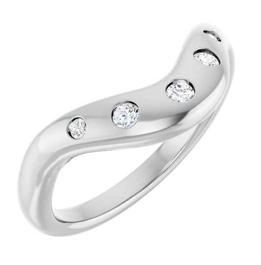 14K White Gold Round 2.25 Mm Polished 1/6 Ctw Lab-Grown Diamond Contour Band Size 7