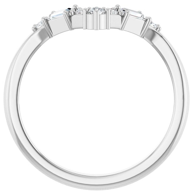 14K Yellow Or White Gold Round 2 Mm Polished 1/6 Ctw Natural Diamond Contour Band Size 7