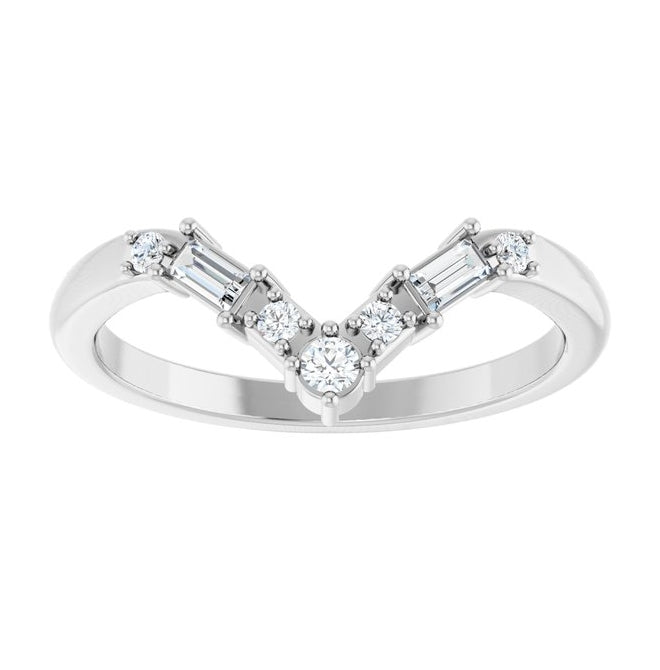 14K Yellow Or White Gold Round 2 Mm Polished 1/6 Ctw Lab-Grown Diamond Contour Band Size 7