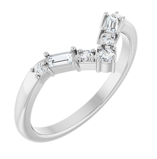14K Yellow Or White Gold Round 2 Mm Polished 1/6 Ctw Natural Diamond Contour Band Size 7