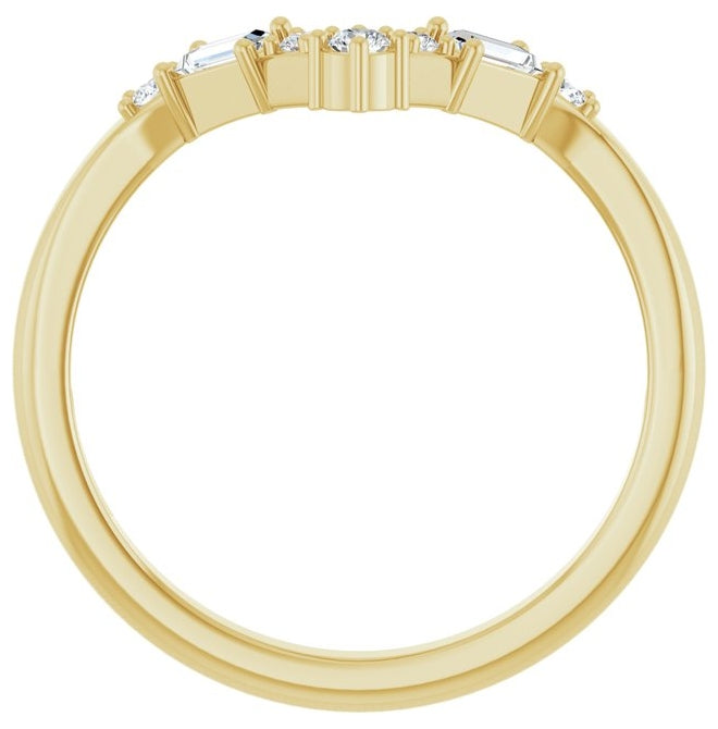 14K Yellow Or White Gold Round 2 Mm Polished 1/6 Ctw Lab-Grown Diamond Contour Band Size 7