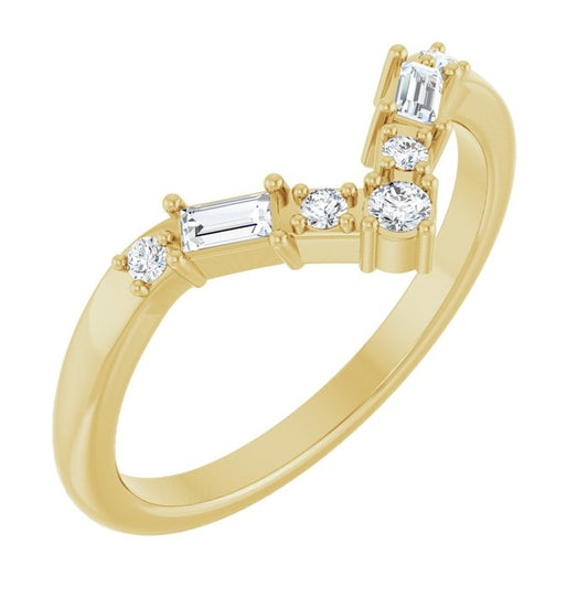 14K Yellow Or White Gold Round 2 Mm Polished 1/6 Ctw Lab-Grown Diamond Contour Band Size 7