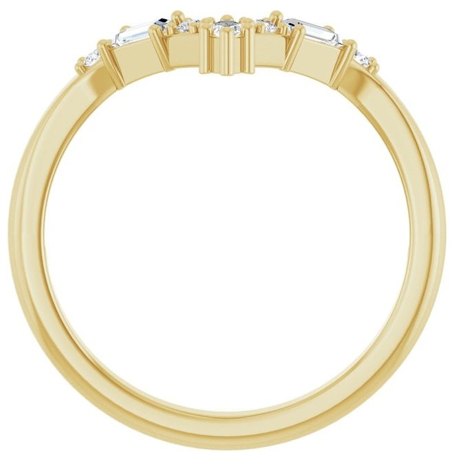 14K Yellow Gold Marquise 3.5 X 1.75 Mm Polished 1/5 Ctw Lab-Grown Diamond Contour Band Size 7
