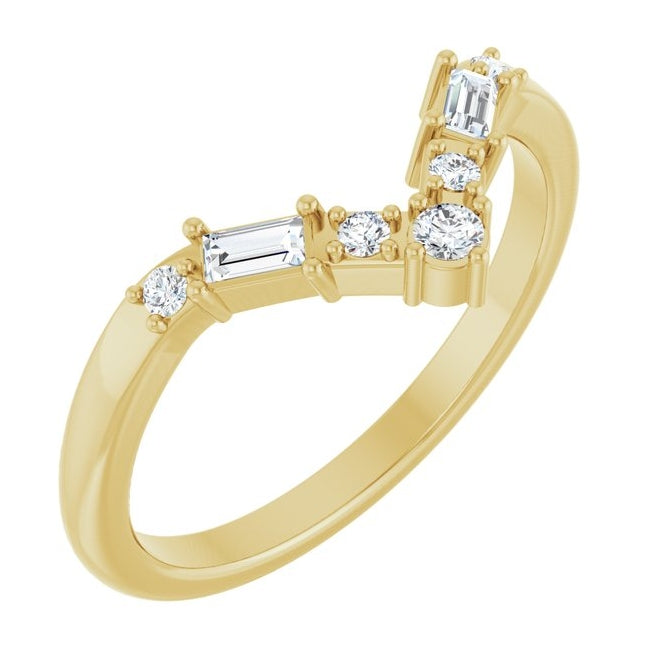 14K Yellow Or White Gold Round 2 Mm Polished 1/6 Ctw Lab-Grown Diamond Contour Band Size 7
