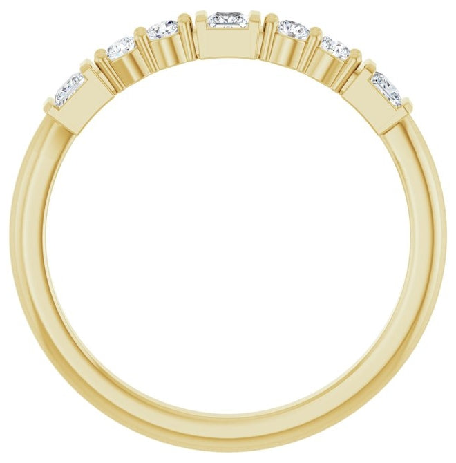 14K Yellow Gold Square 2 X 2 Mm Polished 1/4 Ctw Natural Diamond Stackable Ring Size 7