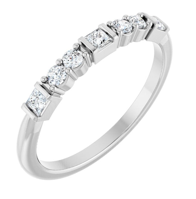 14K White Gold Square 2 X 2 Mm Polished 1/4 Ctw Lab-Grown Diamond Stackable Ring Size 7