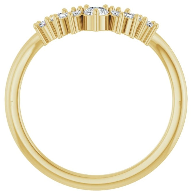 14K Yellow Gold Round 3 Mm Polished 1/4 Ctw Lab-Grown Diamond Contour Band Size 7