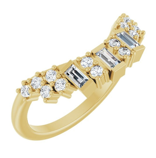 14K Yellow Or White Gold Straight Baguette 3 X 1.5 Mm Polished 1/3 Ctw Natural Diamond Contour Band