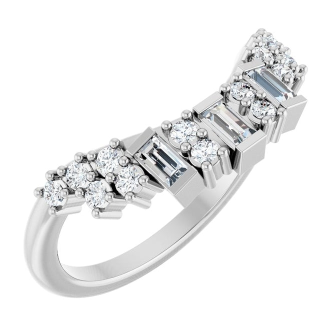 14K Yellow Or White Gold Straight Baguette 3 X 1.5 Mm Polished 1/3 Ctw Natural Diamond Contour Band