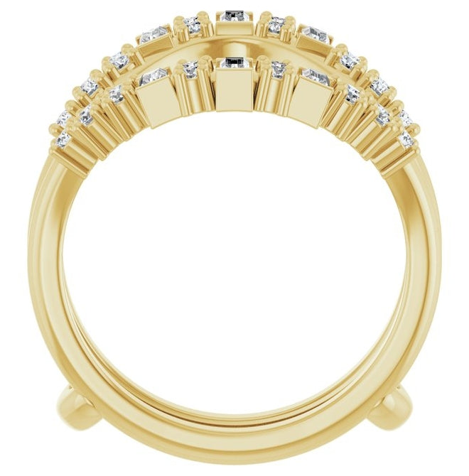 14K Yellow Gold Straight Baguette 3 X 1.5 Mm Polished 5/8 Ctw Natural Diamond Ring Guard Size 7