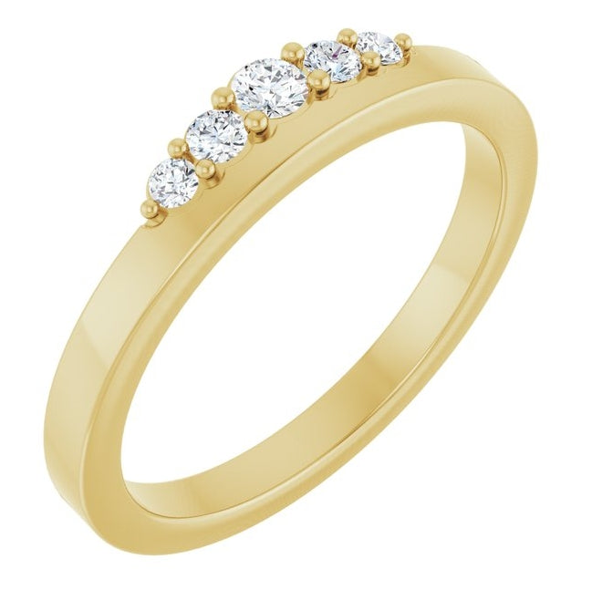 14K Yellow Or White Gold Round 2.5 Mm Polished 1/6 Ctw Lab-Grown Diamond Stackable Ring