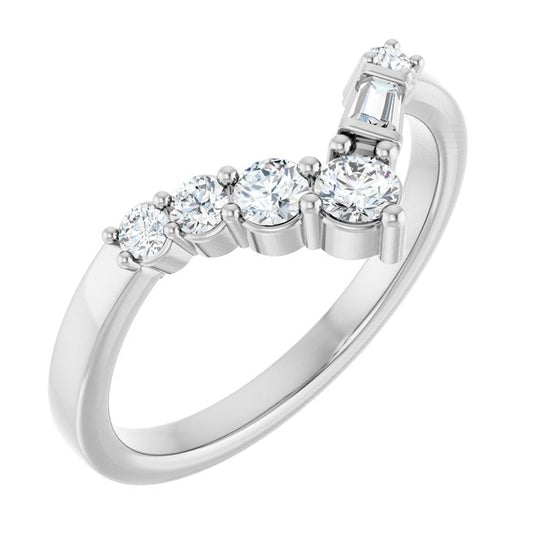 14K Yellow Or White Gold Round 3 Mm Polished 1/3 Ctw Lab-Grown Diamond Contour Band