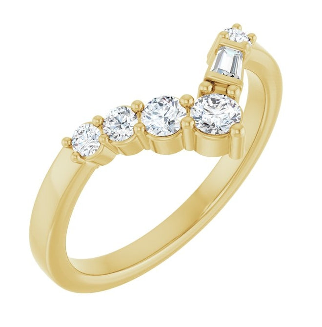 14K Yellow Or White Gold Round 3 Mm Polished 1/3 Ctw Lab-Grown Diamond Contour Band