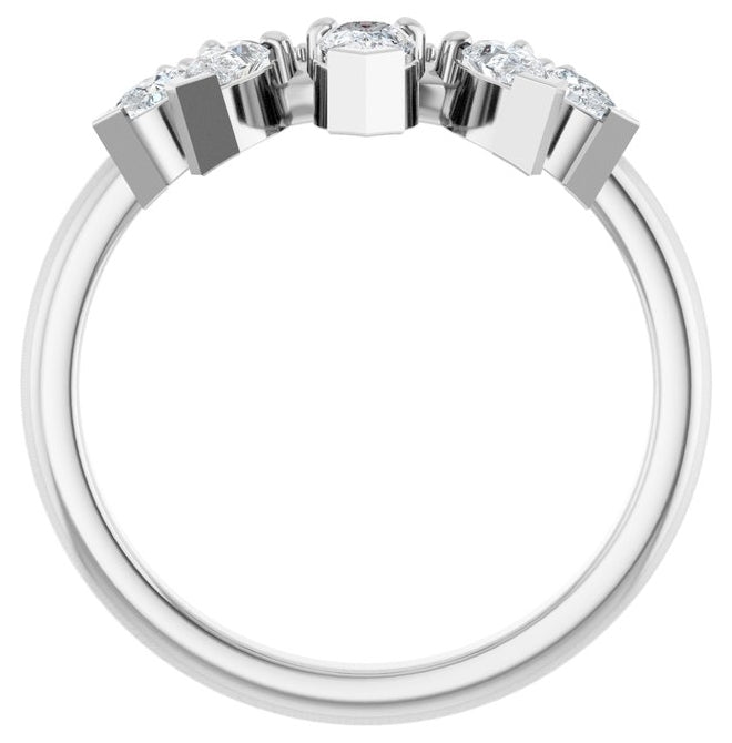 14K White Gold Pear 4.5 X 3 Mm Polished 1/2 Ctw Lab-Grown Diamond Contour Band Size 7
