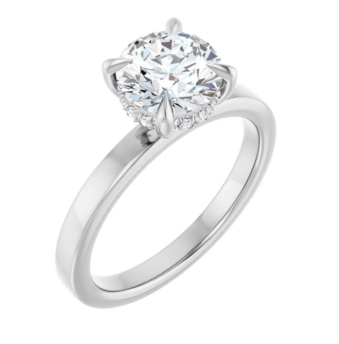 14K White Gold Round 7.4 Mm Polished 1 5/8 Ctw Lab-Grown Diamond Engagement Ring Size 7
