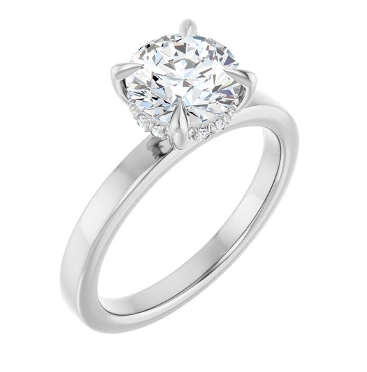 14K White Gold Round 7.4 Mm Polished 1 5/8 Ctw Lab-Grown Diamond Engagement Ring Size 7